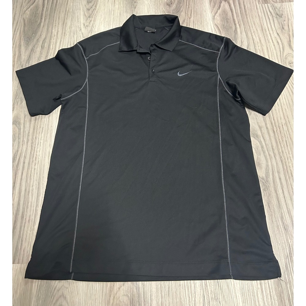 Nike Mens Golf Dri-FIT Contrast Stitch Polo Shirt Polyester XL Black Grey